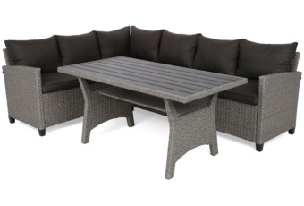 Narożne meble ogrodowe technorattanowe Lagos Muddy Grey / Black Melange