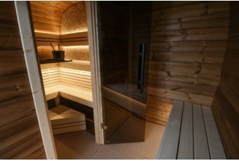 Sauna fińska zewnętrzna Leil® Saunas Round Cube Double 2.4 5-osobowa