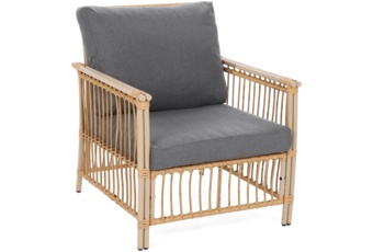 Meble ogrodowe technorattanowe Sycylia Beige / Grey - dla 5 osób - w stylu boho Meble ogrodowe technorattanowe Sycylia Beige / Grey