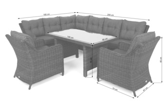 Narożny zestaw mebli ogrodowych lewy California Beige / Beige Melange