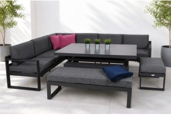 Narożne meble ogrodowe aluminiowe Neapol Grey / Grey Melange
