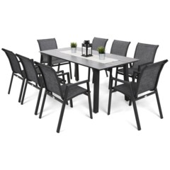 Meble ogrodowe aluminiowe Monako Dark Grey / Grey 8+1