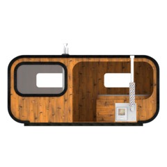Sauna fińska zewnętrzna Hobbit Odnova z balią 220 x 500 cm