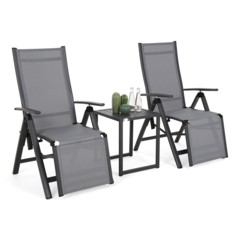 Zestaw krzeseł ogrodowych Ibiza Relax Grey / Window Grey ze stolikiem Cuba Grey