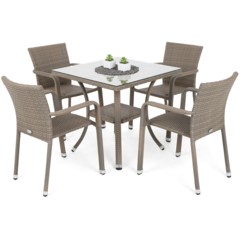Meble ogrodowe technorattanowe Sumba Square Beige Melange 4+1