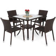 Meble ogrodowe technorattanowe Sumba Square Brown 4+1
