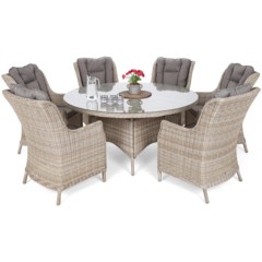 Meble ogrodowe technorattanowe Bristol Round 150 cm Beige / Beige Melange 6+1
