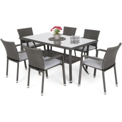 Meble ogrodowe technorattanowe Sumba Dark Grey 6+1 z poduszkami