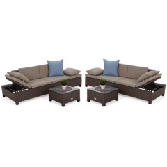 Narożnik ogrodowy technorattanowy Milano 2 w 1 Brown Mat / Brown Melange