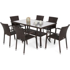 Meble ogrodowe technorattanowe Sumba Brown 6+1