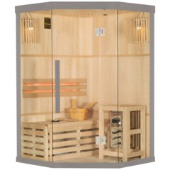 Sauna fińska narożna EA2C Grey z piecem