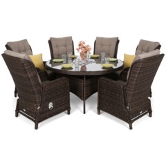 Meble ogrodowe technorattanowe Lamezia Brown Mat / Brown Melange 6+1