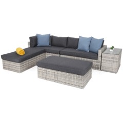 Narożnik ogrodowy technorattanowy Santorini Light Grey / Grey Melange