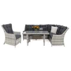 Narożny zestaw mebli ogrodowych prawy Alicante Light Grey / Grey Melange