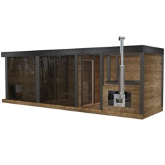 Sauna fińska zewnętrzna TerModula z balią i szatnią 750 x 210 cm