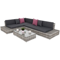 Narożnik ogrodowy technorattanowy lewy Panama Light Grey / Grey Melange