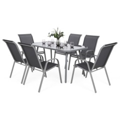 Meble ogrodowe Casablanca 145 cm Silver + Sevilla Silver / Grey 6+1 