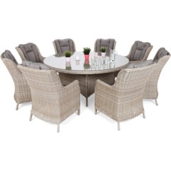 Meble ogrodowe technorattanowe Bristol Round 180 cm Beige / Beige Melange 8+1