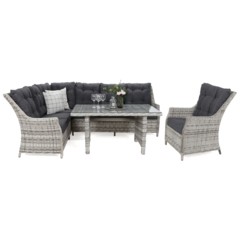 Narożny zestaw mebli ogrodowych lewy Alicante Light Grey / Grey Melange
