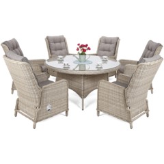 Meble ogrodowe technorattanowe Lamezia Beige / Beige Melange 6+1
