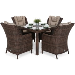 Meble ogrodowe technorattanowe Bristol Square Brown Mat / Brown Melange 4+1