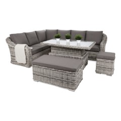 Narożny zestaw mebli ogrodowych Foggia Plus Light Grey / Grey