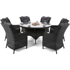 Meble ogrodowe technorattanowe Bristol Round 150 cm Grey / Grey Melange 6+1