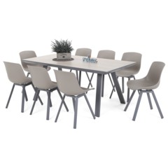 Meble ogrodowe aluminiowe Minori Silver / Taupe 8+1