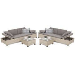 Narożnik ogrodowy z technorattanu Milano 2 w 1 Beige / Beige Melange
