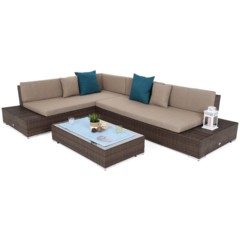 Narożnik ogrodowy technorattanowy lewy Panama Brown Mat / Brown Melange