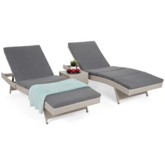 Zestaw leżaków ogrodowych z technorattanu Bora Bora White / Grey ze stolikiem