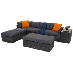 Narożnik ogrodowy technorattanowy Santorini Grey / Grey Melange
