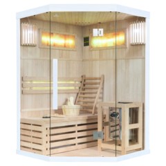 Sauna fińska narożna Nordum Solea 2-osobowa biała
