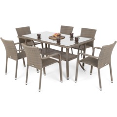 Meble ogrodowe technorattanowe Sumba Beige Melange 6+1