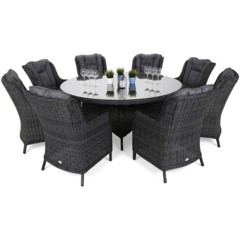 Meble ogrodowe technorattanowe Bristol Round 180 cm Grey / Grey Melange 8+1