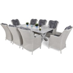 Meble ogrodowe technorattanowe Bristol Alu 220 cm Light Grey Bristol White / Grey 8+1