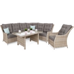 Narożny zestaw mebli ogrodowych prawy Alicante Beige / Beige Melange