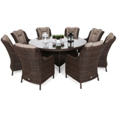Meble ogrodowe technorattanowe Bristol Round 180 cm Brown Mat / Brown Melange 8+1