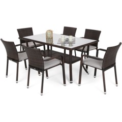 Meble ogrodowe technorattanowe Sumba Brown 6+1 z poduszkami