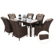 Meble ogrodowe technorattanowe Bristol 180 cm Brown Mat / Brown Melange 6+1 + Skrzynia ogrodowa Lorca Mini Brown Mat