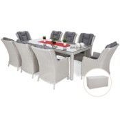 Meble ogrodowe technorattanowe Bristol 230 cm White / Grey 8+1 + Skrzynia ogrodowa Lorca White