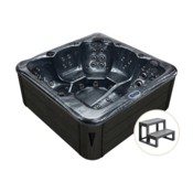 Wanna ogrodowa z hydromasażem Aquess Zenya 7102 6-osobowa Dark Stone / Grey + Schodki Aquess do wanny ogrodowej