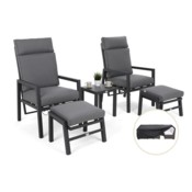 Meble ogrodowe aluminiowe Morton Dark Grey / Grey + Pokrowiec na meble ogrodowe 180 x 300 x 70 cm czarny