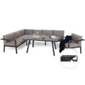 Narożne meble ogrodowe aluminiowe Miami Grey / Taupe + Pokrowiec na meble ogrodowe 280 x 230 x 80 cm czarny