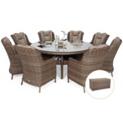 Meble ogrodowe technorattanowe Bristol Round Elegant 180 cm Ginger / Brown Melange 8+1 + Skrzynia ogrodowa Lorca Mini Ginger