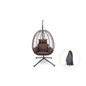 Fotel wiszący kokon Lugo Black / Brown + Pokrowiec na fotel kokon 105 x 105 x 180 cm czarny