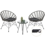 Meble ogrodowe technorattanowe Zanzibar Grey / Grey + Pokrowiec na meble ogrodowe 105 x 105 x 80 cm czarny