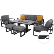 Meble ogrodowe aluminiowe Sorrento Grey / Grey Melange + Pokrowiec na meble ogrodowe 280 x 230 x 80 cm czarny