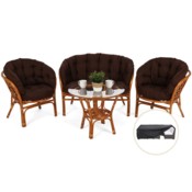 Meble ogrodowe rattanowe Bahama Orange / Brown 3+1 + Pokrowiec na meble ogrodowe 150 x 200 x 70 cm czarny
