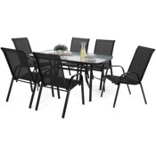 Meble ogrodowe metalowe Sevilla 145 cm Black / Black 6+1 II. gatunek